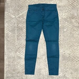 7 For All Mankind Teal Skinny Jeans